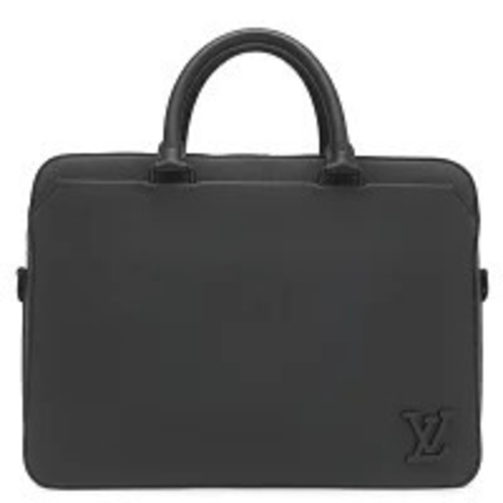 Louis Vuitton bag Pilot Briefcase calfskin black matte business shoulder